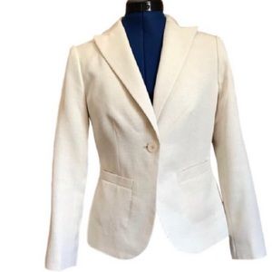 The Limited Cream and Tan Chevron Pattern Blazer
